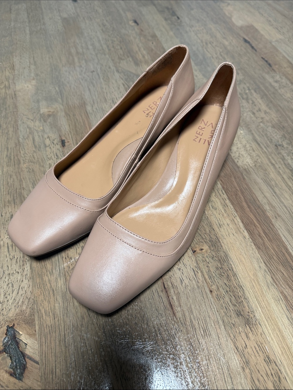 Nautralizer Blush Nude Leather Square-Toe Pumps